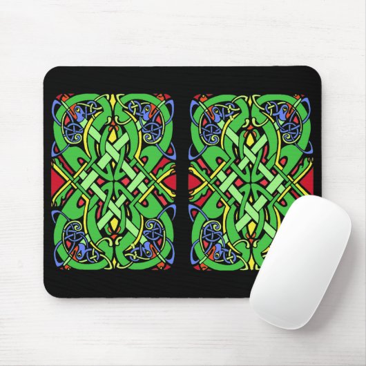 Twee Rechthoekige Ierse Keltische Knoop Design op  Muismat (Met muis)
