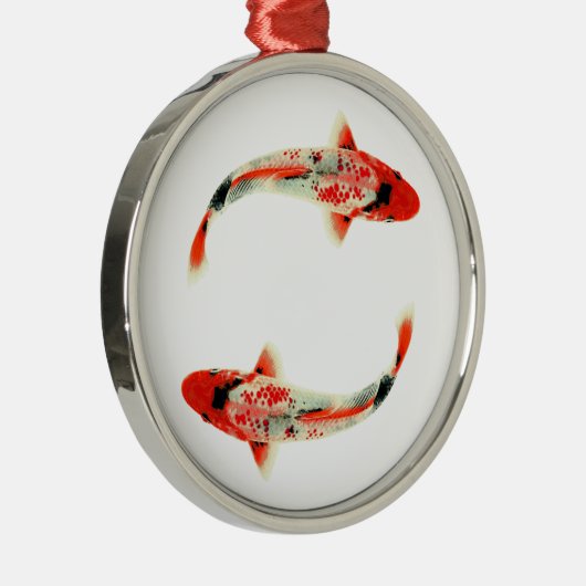 Twee Red Koi Metalen Ornament (Rechts)