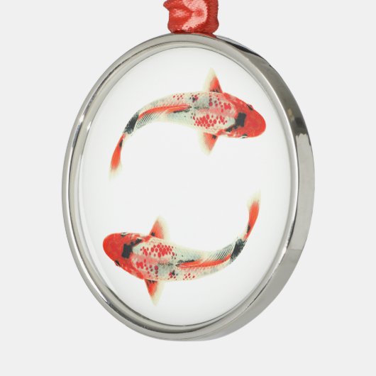 Twee Red Koi Metalen Ornament (Links)