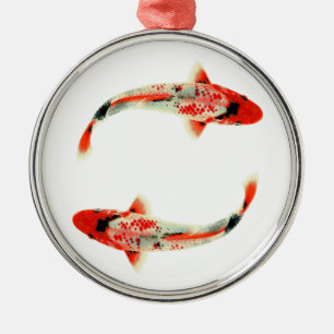 Twee Red Koi Metalen Ornament