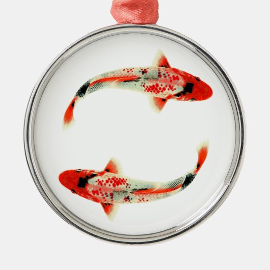 Twee Red Koi Metalen Ornament (Voorkant)