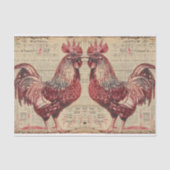 Twee Red Rooster Kippen Landbouwgrond Decoupage Tissuepapier (Voorkant)