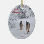 Twee reddingspersoneel Duitse herdershonden die op Keramisch Ornament (Rechts)