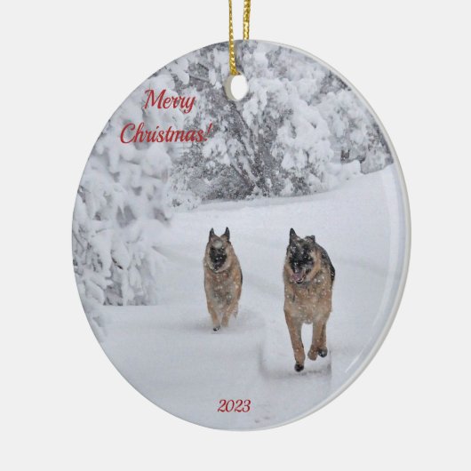 Twee reddingspersoneel Duitse herdershonden die op Keramisch Ornament (Links)