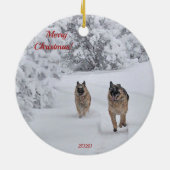 Twee reddingspersoneel Duitse herdershonden die op Keramisch Ornament (Achterkant)