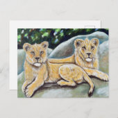 Twee regale leeuwen schilderen briefkaart (Voorkant / Achterkant)