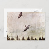 Twee reigers vliegen foto briefkaart (Voorkant / Achterkant)