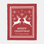 Twee rendieren en sneeuwvlokken, vrolijk kerstfees fleece deken (Voorkant)