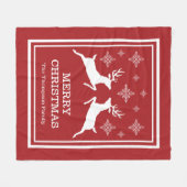 Twee rendieren en sneeuwvlokken, vrolijk kerstfees fleece deken (Voorkant (Horizontaal))