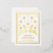 Twee rendieren en sneeuwvlokken, vrolijk kerstfees folie feestdagen briefkaart (Voorkant / Achterkant)