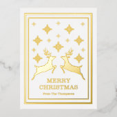 Twee rendieren en sneeuwvlokken, vrolijk kerstfees folie feestdagen briefkaart (Voorkant)