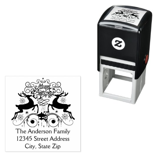 Twee rendieren kerst - Zelfinkt adresstempel Zelfinktende Stempel (In situ)