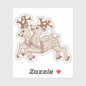 Twee rendieren sticker (Vel)