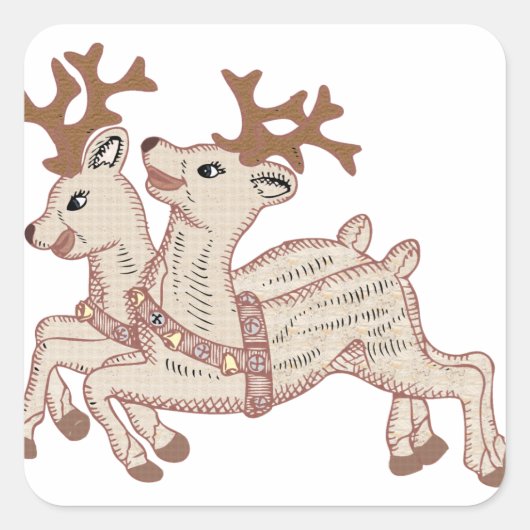 Twee rendieren vierkante sticker (Voorkant)