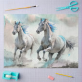 Twee rennende wilde paarden aquarel tissuepapier (Craft)