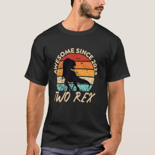 Twee Rex 2e Verjaardag  Tweede Dinosaurus 2 Jaar O T-shirt