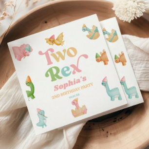 Twee Rex Dinosaur 2e Tweede Verjaardagsfeestje Servet