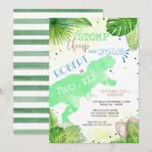 Twee - Rex Dinosaur Birthday Invitation boy Kaart (Voorkant / Achterkant)