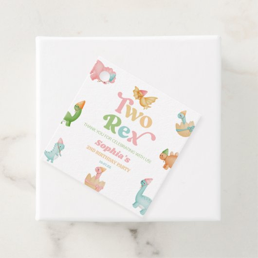 Twee Rex Dinosaurus 2e Tweede Verjaardagsfeest Bedankjes Labels (In situ)