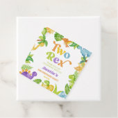 Twee Rex Dinosaurus 2e Tweede Verjaardagsfeest Bedankjes Labels (In situ)