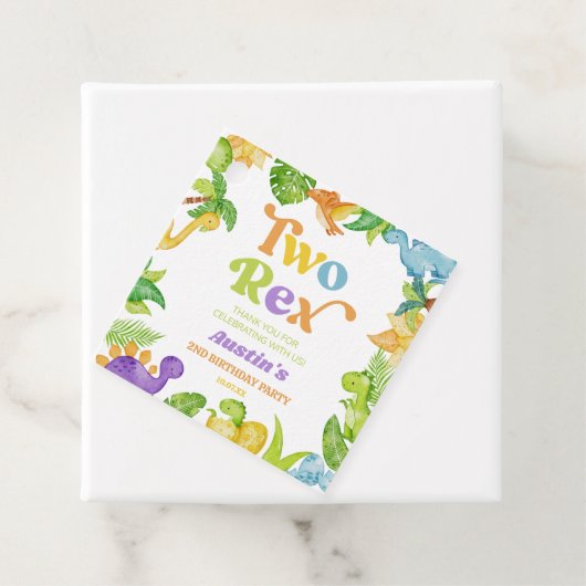 Twee Rex Dinosaurus 2e Tweede Verjaardagsfeest Bedankjes Labels (In situ)