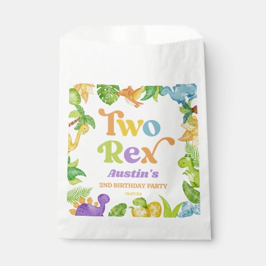 Twee Rex Dinosaurus 2e Tweede Verjaardagsfeest Bedankzakje (Voorkant)