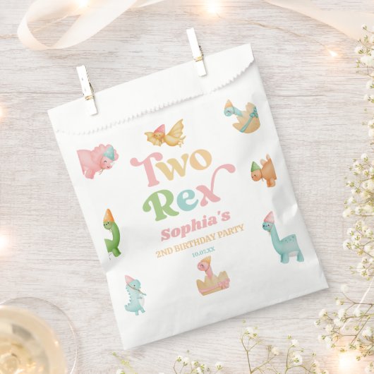 Twee Rex Dinosaurus 2e Tweede Verjaardagsfeest Bedankzakje (Geknipt)