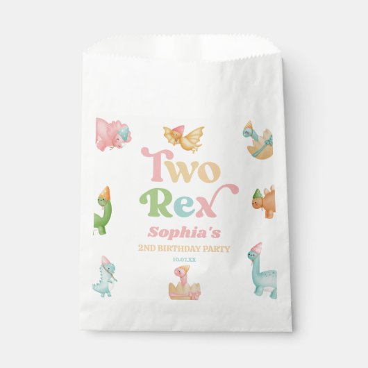 Twee Rex Dinosaurus 2e Tweede Verjaardagsfeest Bedankzakje (Voorkant)