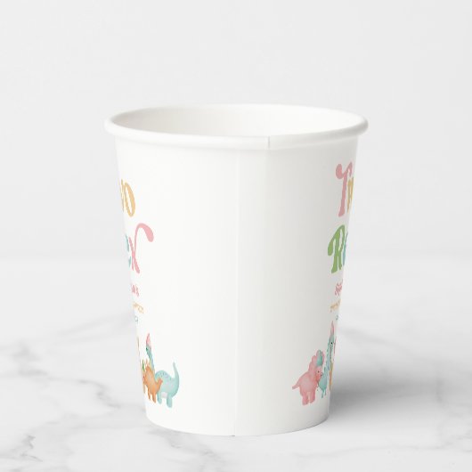 Twee Rex Dinosaurus 2e Tweede Verjaardagsfeest Papieren Bekers (Rechts)