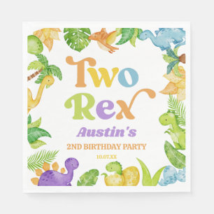 Twee Rex Dinosaurus 2e Tweede Verjaardagsfeest Servet