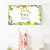 Twee Rex Dinosaurus 2e Tweede Verjaardagsfeest Spandoek (Insitu)