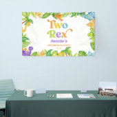 Twee Rex Dinosaurus 2e Tweede Verjaardagsfeest Spandoek (Beurs)