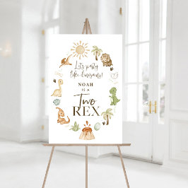 Twee Rex Dinosaurus 2e Verjaardag Feest teken Poster