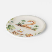 Twee-Rex Dinosaurus 2e Verjaardag Papier Borden Papieren Bordje (Gekanteld)