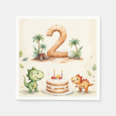 Twee-Rex Dinosaurus 2e Verjaardag Papier Servet (Voorkant)