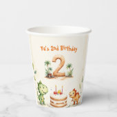 Twee-Rex Dinosaurus 2e Verjaardag Papieren Bekers (Achterkant)