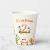 Twee-Rex Dinosaurus 2e Verjaardag Papieren Bekers (Voorkant)