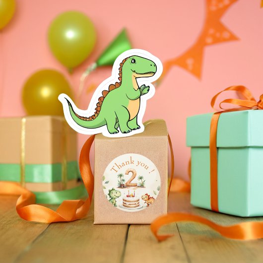Twee-Rex Dinosaurus 2e Verjaardag Ronde Sticker