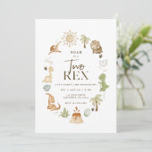Twee Rex Dinosaurus 2e Verjaardag uitnodiging (Staand voorkant)