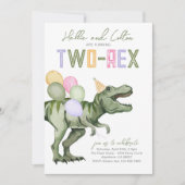 Twee-Rex Dinosaurus Verjaardag Uitnodiging (Voorkant)