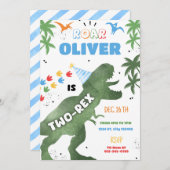 Twee-Rex Dinosaurus Verjaardag Uitnodiging (Voorkant / Achterkant)