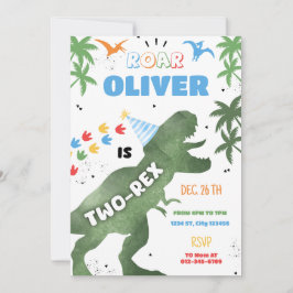 Twee-Rex Dinosaurus Verjaardag Uitnodiging