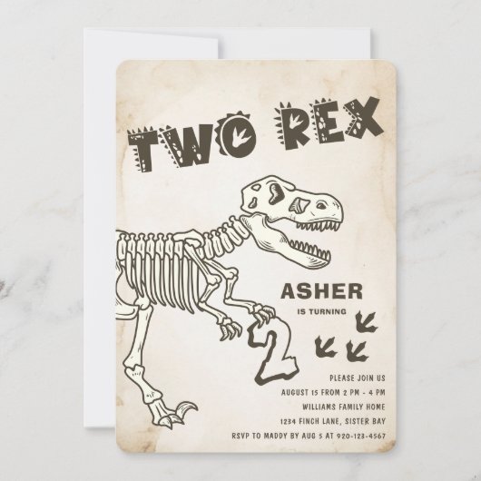 Twee Rex Dinosaurus Verjaardagsfeest Kaart (Voorkant)