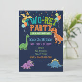 Twee-Rex Feest Dinosaurus 2e Verjaardag Kaart (Staand voorkant)
