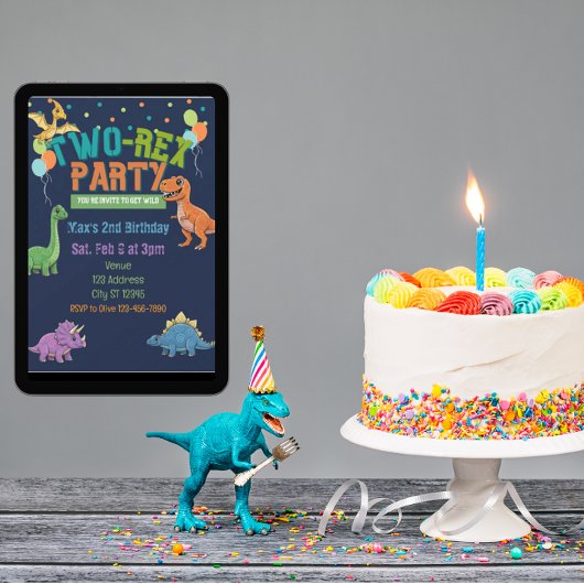 Twee-Rex Feest Dinosaurus 2e Verjaardag Kaart