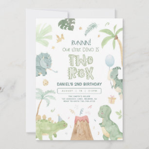 Twee Rex onze kleine Dino tweede verjaardag Kaart