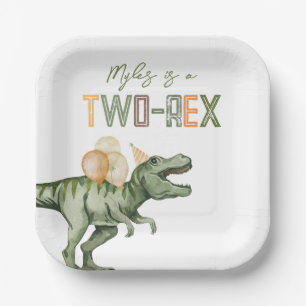 Twee-Rex Party Papieren Borden Bordje