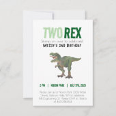 Twee Rex Trex Dinosaurus Verjaardag Uitnodiging 2 (Voorkant)