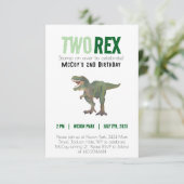 Twee Rex Trex Dinosaurus Verjaardag Uitnodiging 2  (Staand voorkant)