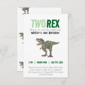 Twee Rex Trex Dinosaurus Verjaardag Uitnodiging 2  (Voorkant / Achterkant)
